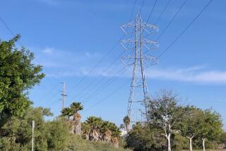 Power lines and a transmission tower in Clairemont Mesa in February 2024.