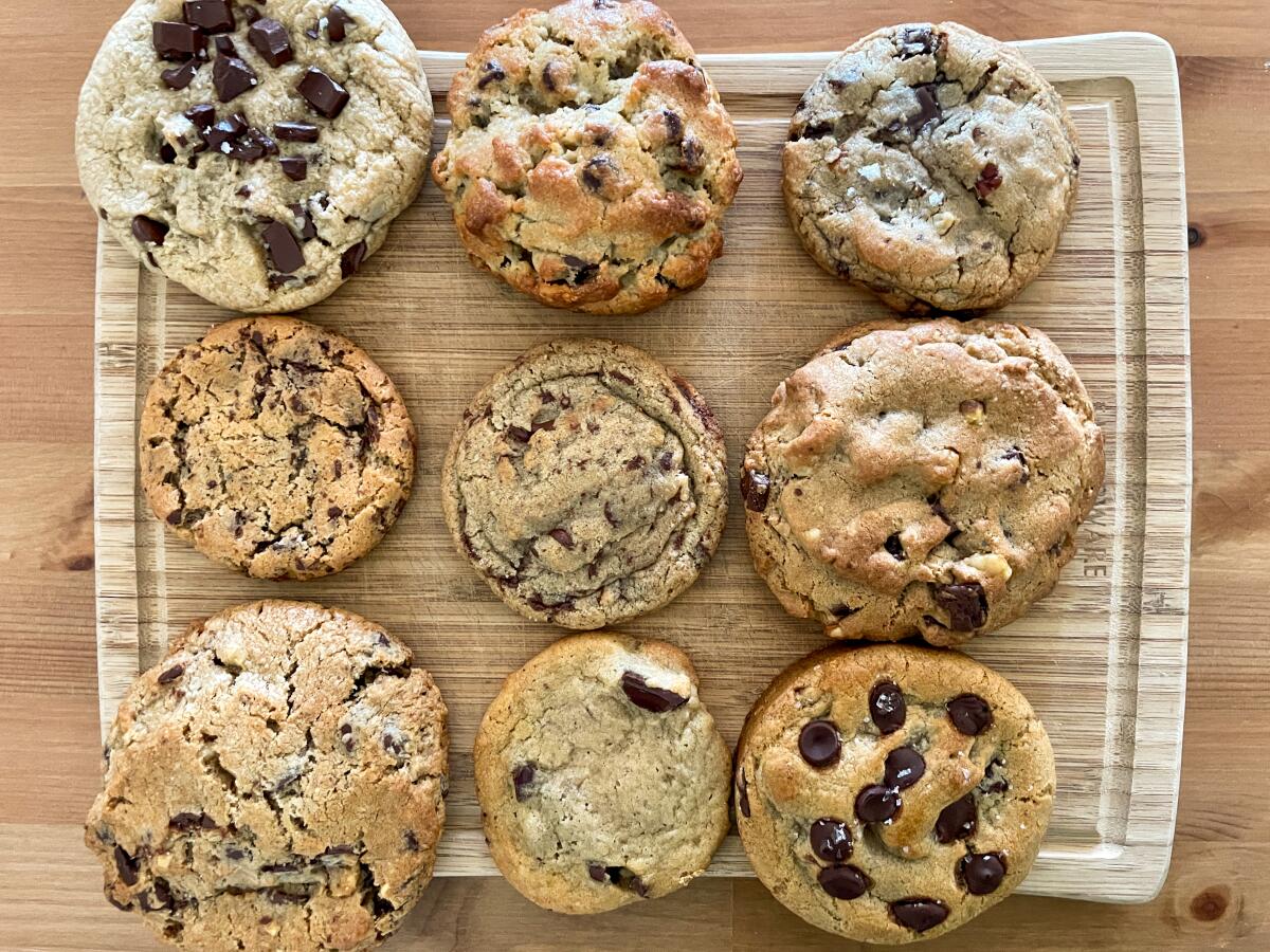 Chocolate chip cookies from nine Los Angeles bakeries. 