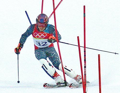 TOUGH RIDE: Bode Miller had a big lead but straddled a gate on his first slalom run and was disqualified.