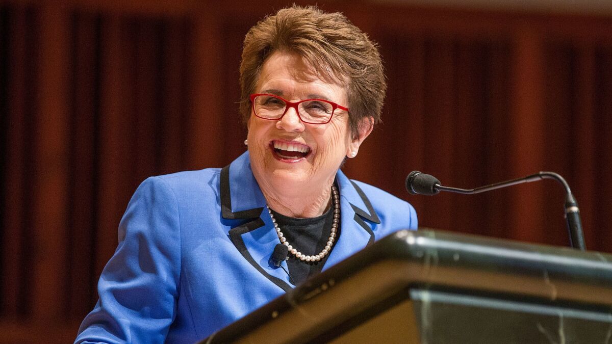 Billie Jean King, shown in 2014, and life partner Ilana Kloss will be announced as new minority owners of the Dodgers on Friday night at Dodger Stadium.