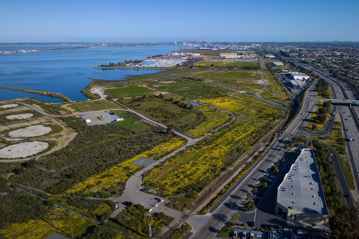 Aerial view of the Otay District in the Chula Vista Bayfront Master Plan.