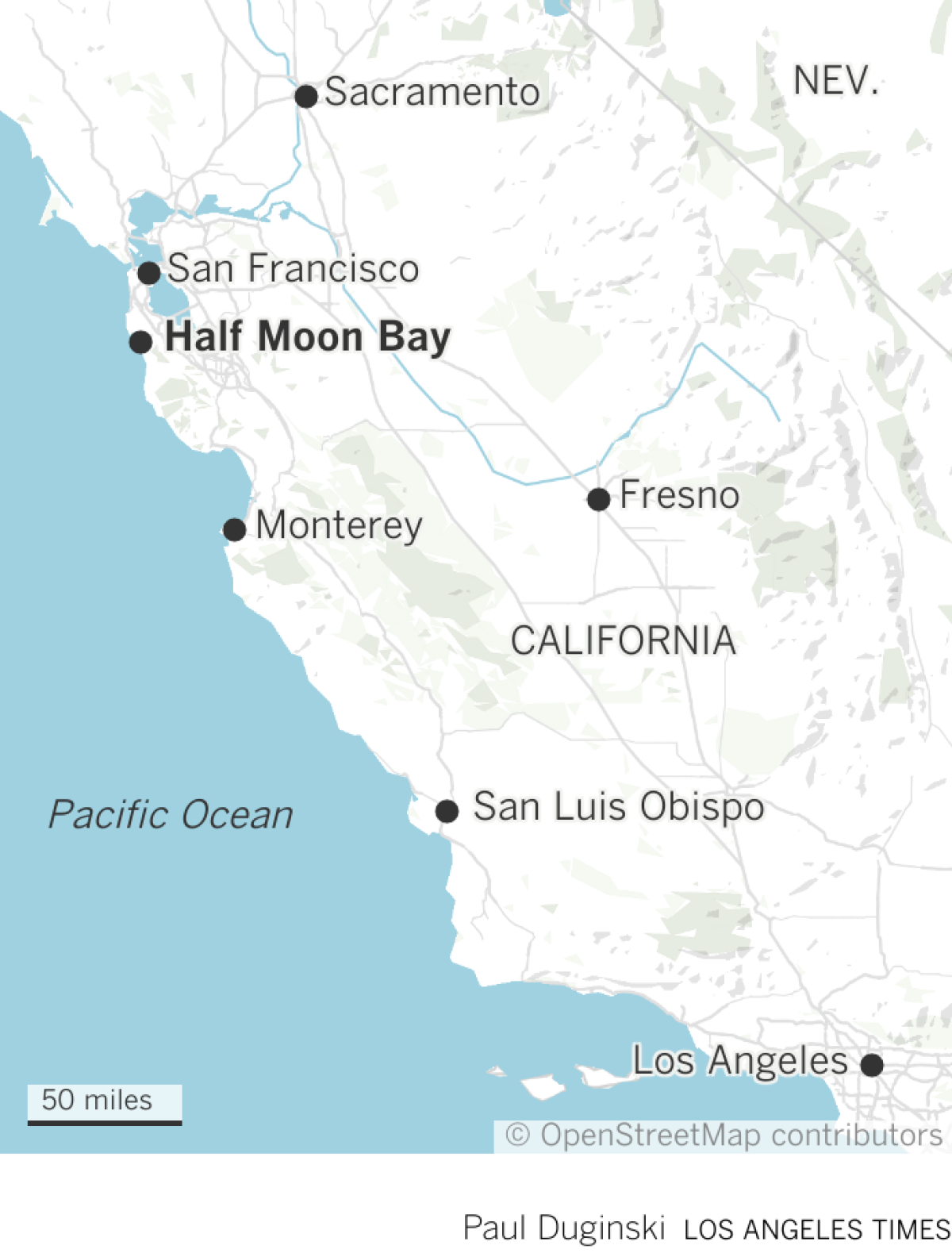 Locator map of Half Moon Bay, Calif.