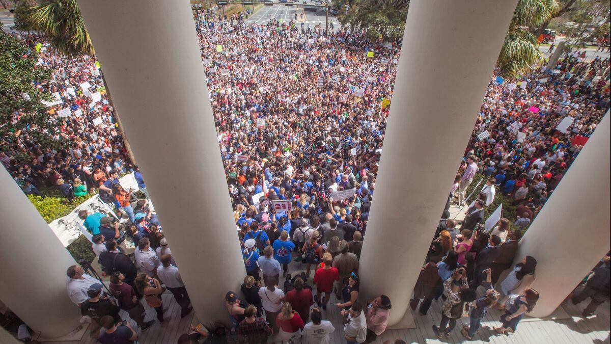 Protesters rally against gun violence in Tallahassee, Fla., last month.