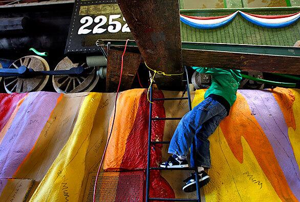 Tournament of Roses float preparation