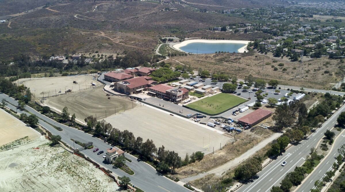 Maranatha Christian’s campus has been graded to accommodate new fields for (left to right) baseball, soccer/softball and football.