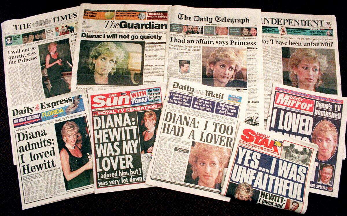 Selection of newspaper front pages in Britain