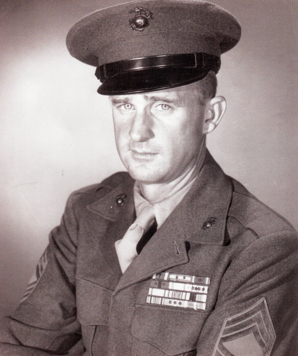Marine First Sgt. John Farritor shown in a photograph taking after his service in the Korean War, in June 1951. The Vista resident, who also served in World War II, turned 100 on July 9, 2019.