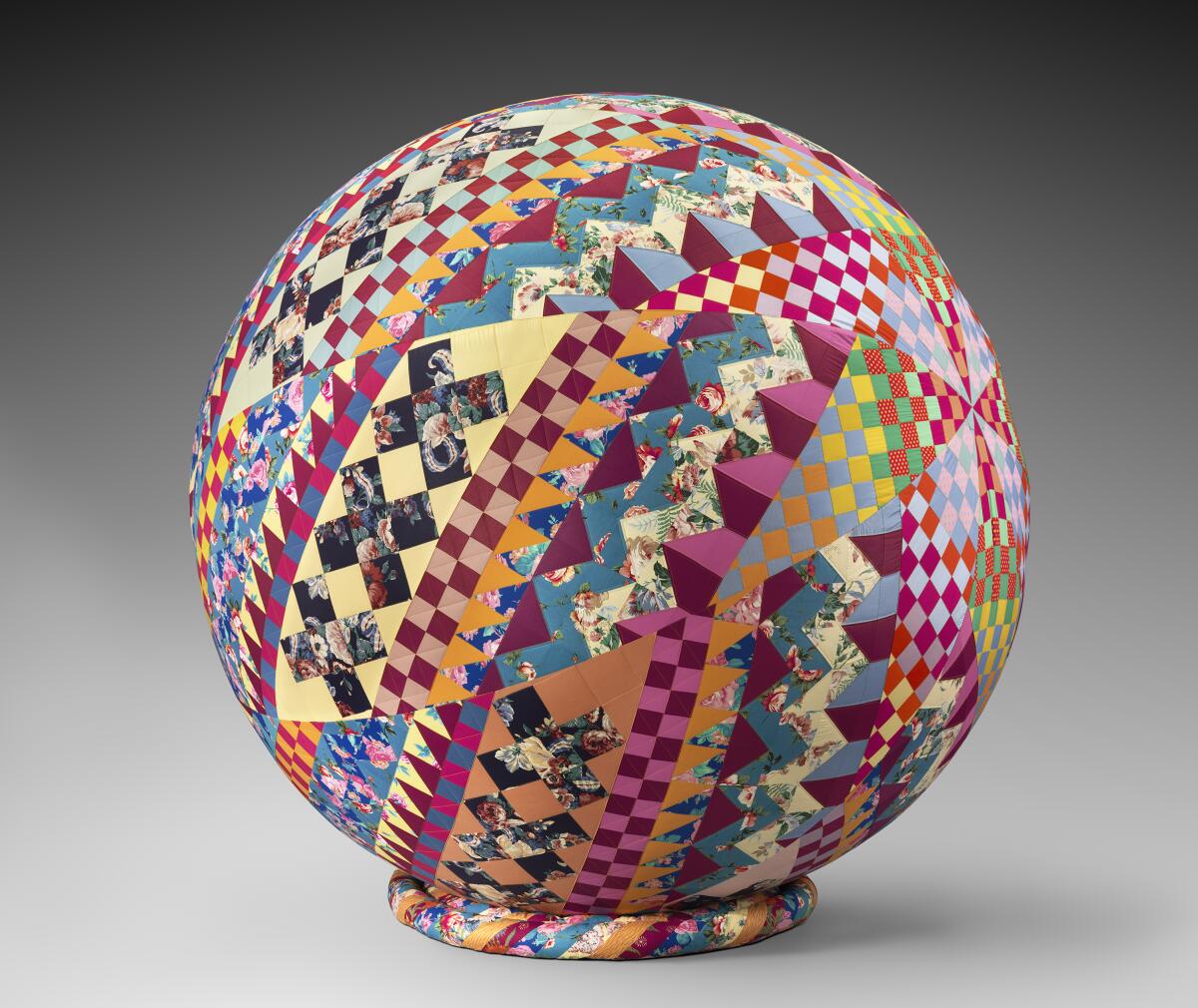large quilted colorful ball