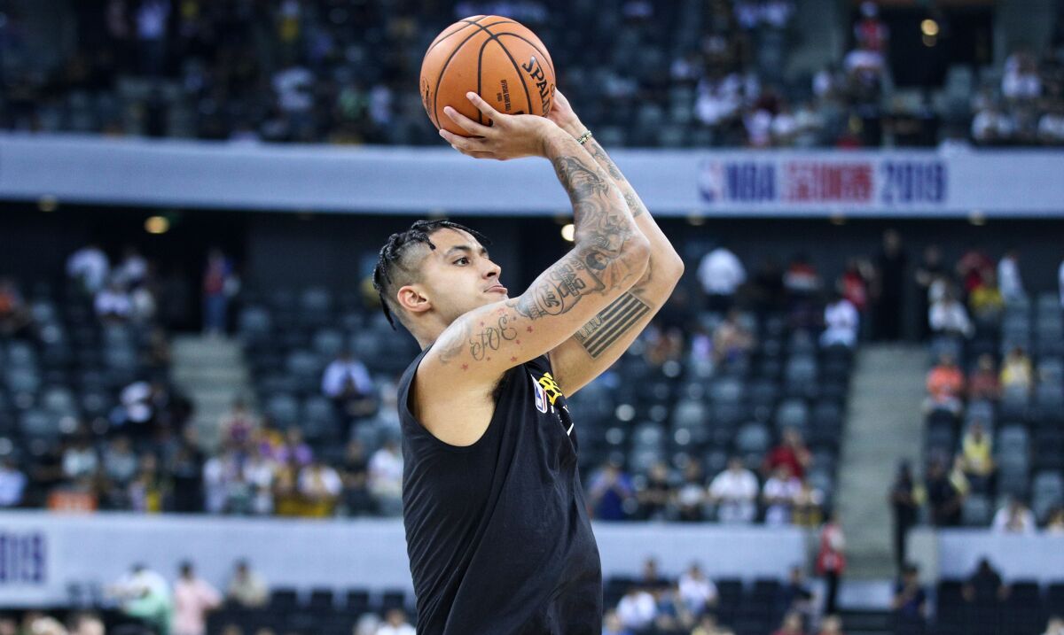 Kyle Kuzma works on his shot while the Lakers were in China during the preseason.