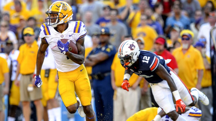 D.J. Chark returns a punt for a TD against Auburn in 2017 