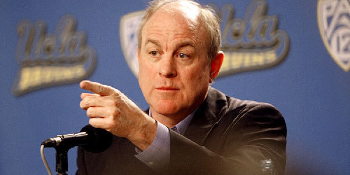 Former UCLA Coach Ben Howland met with the media at Pauley Pavillion on Monday. Howland was fired Sunday, ending the longest tenure for a Bruins coach since John Wooden retired in 1975.