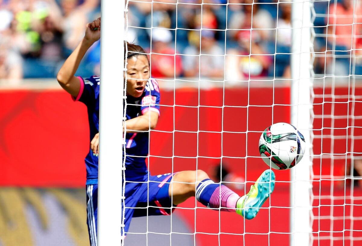Japan forward Yuki Ogimi scores against Ecuador in their Group C game at the Women's World Cup on Tuesday in Winnipeg, Canada.