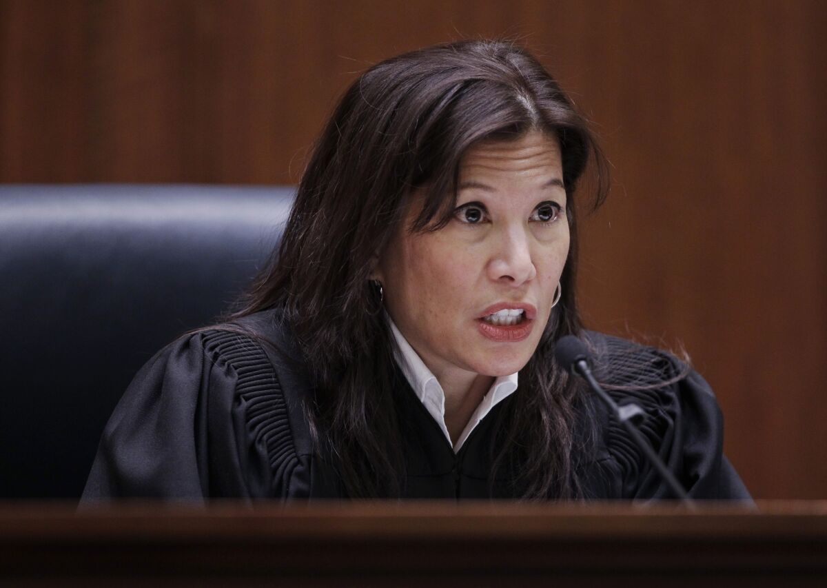 California Supreme Court Chief Justice Tani Cantil-Sakauye addresses a hearing in San Francisco in 2012.