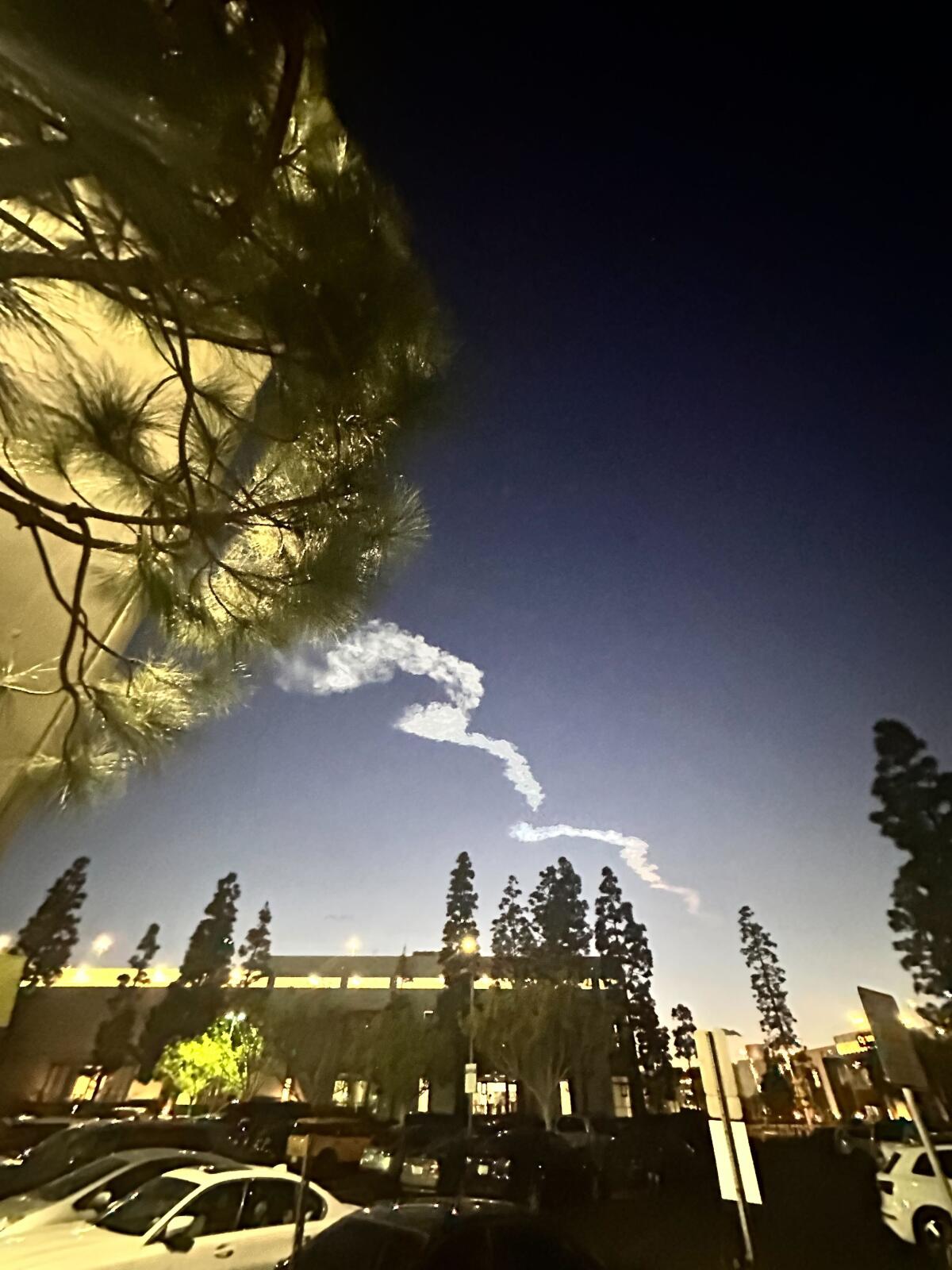 Evidence of the rocket is seen above El Segundo.