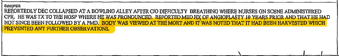 An excerpt from Santiago Guimary Jr.'s autopsy report.