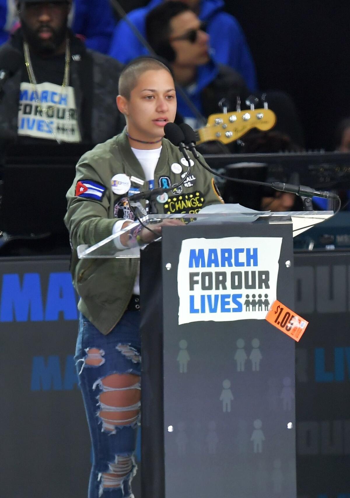 Marjory Stoneman Douglas High School student Emma Gonzalez speaks during the March for Our Lives Rally in Washington, D.C.