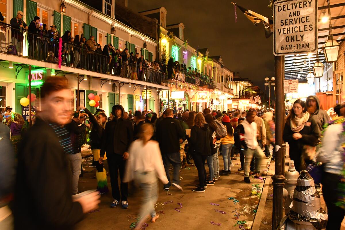 Mardi Gras week, Bourbon Street, New Orleans.