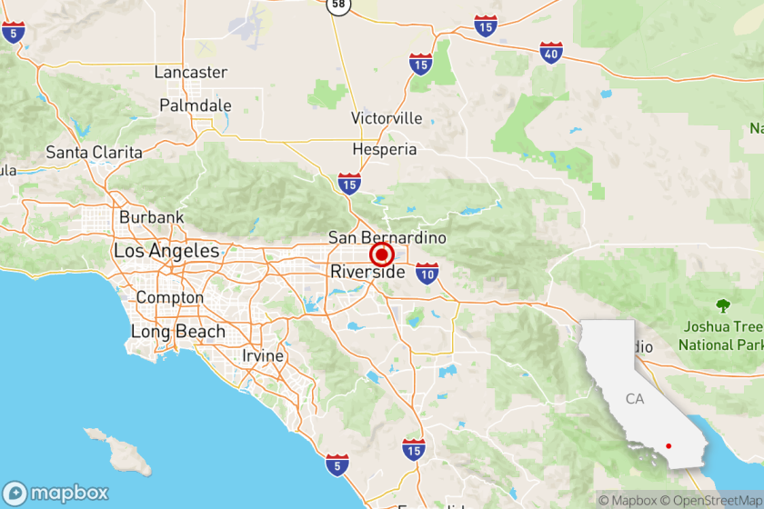 A magnitude 4.5 earthquake was reported Wednesday evening at 7:43 p.m. Pacific time in San Bernardino, Calif., according to the U.S. Geological Survey.