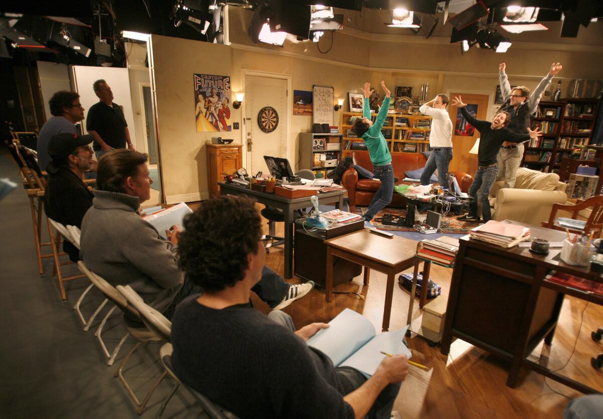 An on-set runthrough of "The Big Bang Theory" with the cast and producers at Warner Bros. studio in Burbank.
