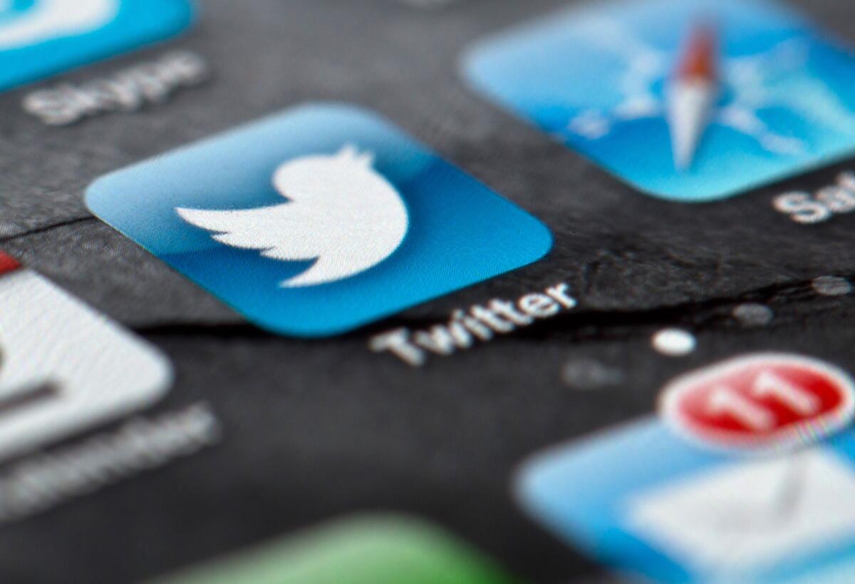 Smartphone display shows Twitter logo