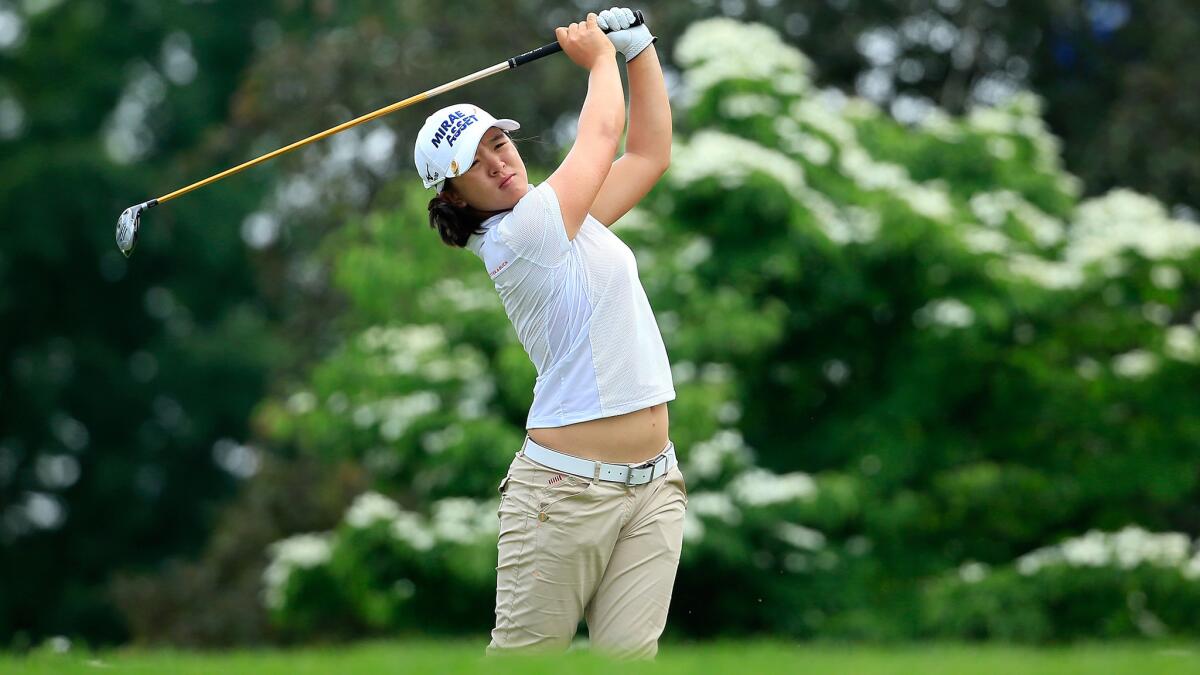 Sei Young Kim hits her drive on the 11th hole during the second round of the KPMG Women's PGA Championship on Friday.