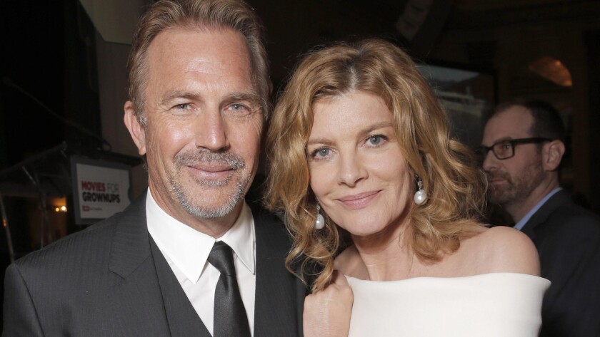 Kevin Costner and Rene Russo at AARP's 14th annual Movies for Grownups Awards Gala at the Beverly Wilshire in Beverly Hills on Monday.
