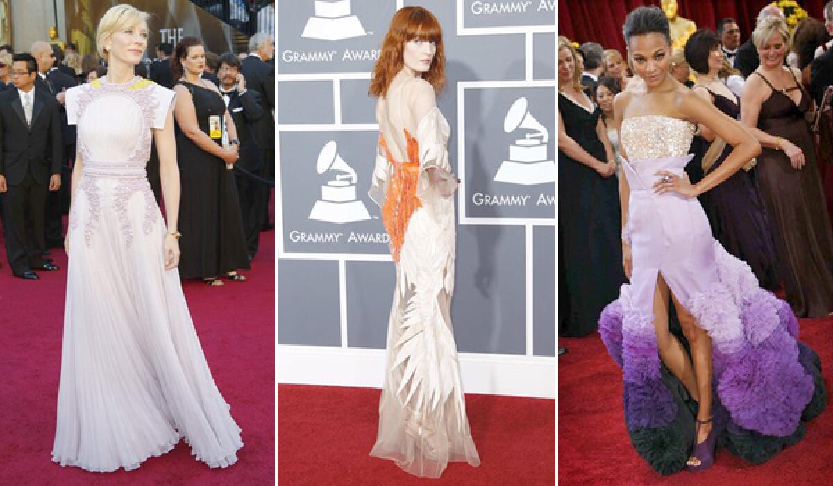 From left: Cate Blanchett at the 2011 Oscars, Florence Welch at the 2011 Grammys and Zoe Saldana at the 2011 Oscars.