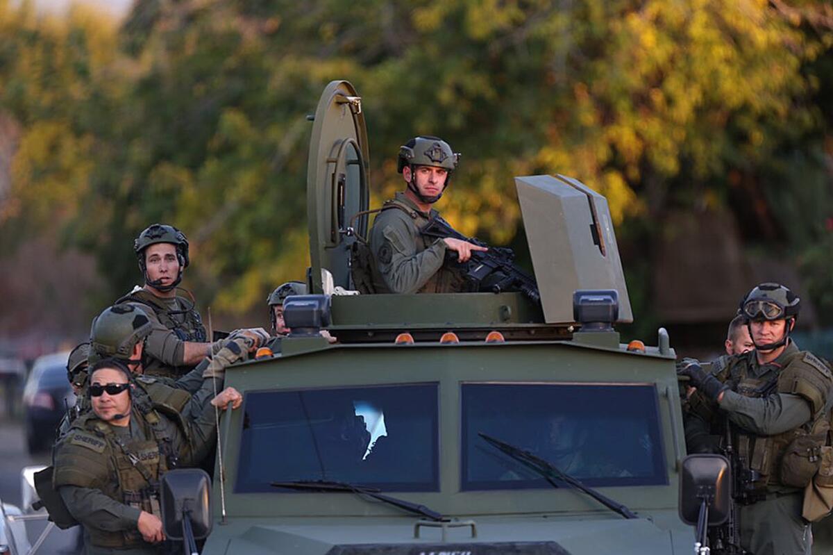 A SWAT unit is on the move in San Bernardino.