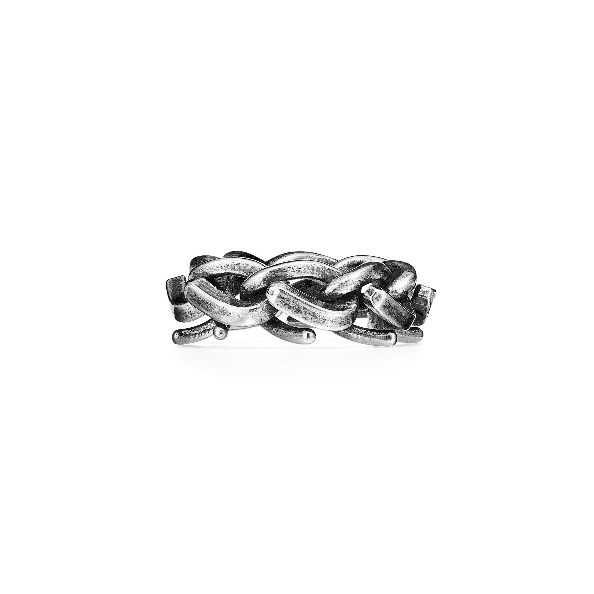 Tiffany & Co. Tiffany Forge Link Ring, $650 Available in sterling and a blackened sterling silver, Tiffany's ring composed of