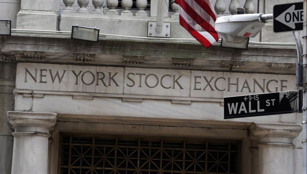 The Wall Street entrance of the New York Stock Exchange. 