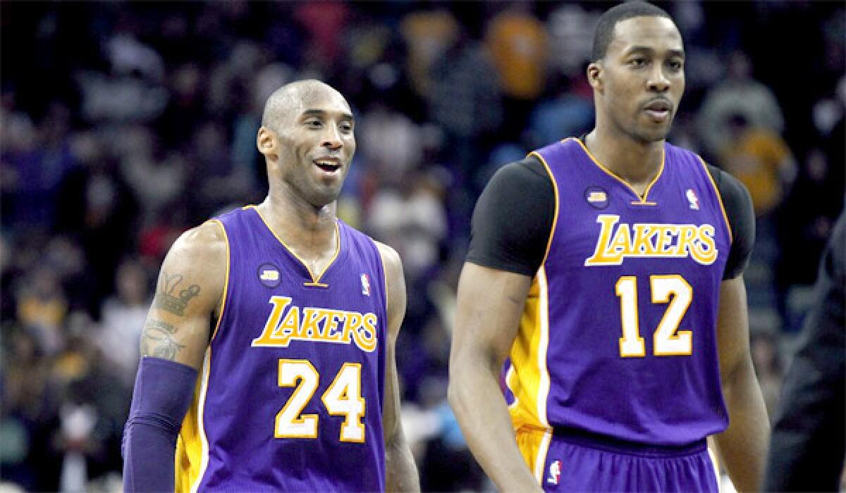 Together, Kobe Bryant and Dwight Howard amassed 62 points, 22 rebounds, 12 assists, five blocks and three steals in the Lakers' comeback victory over the New Orleans Hornets, 108-102.