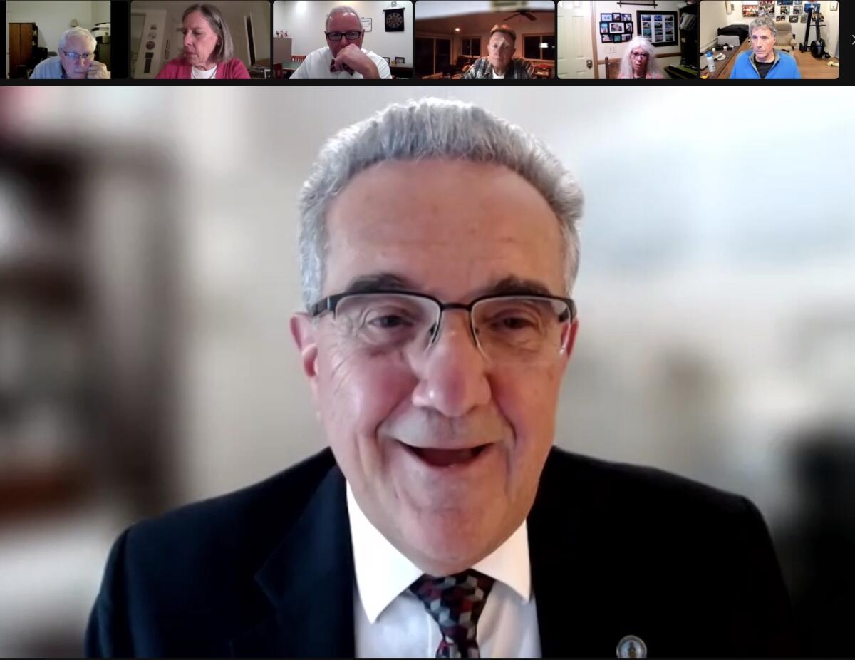 San Diego City Councilman Joe LaCava addresses the La Jolla Shores Association online.