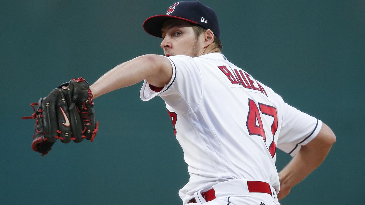 Starter Trevor Bauer took the loss. It was the Indians' first defeat since Aug. 23.