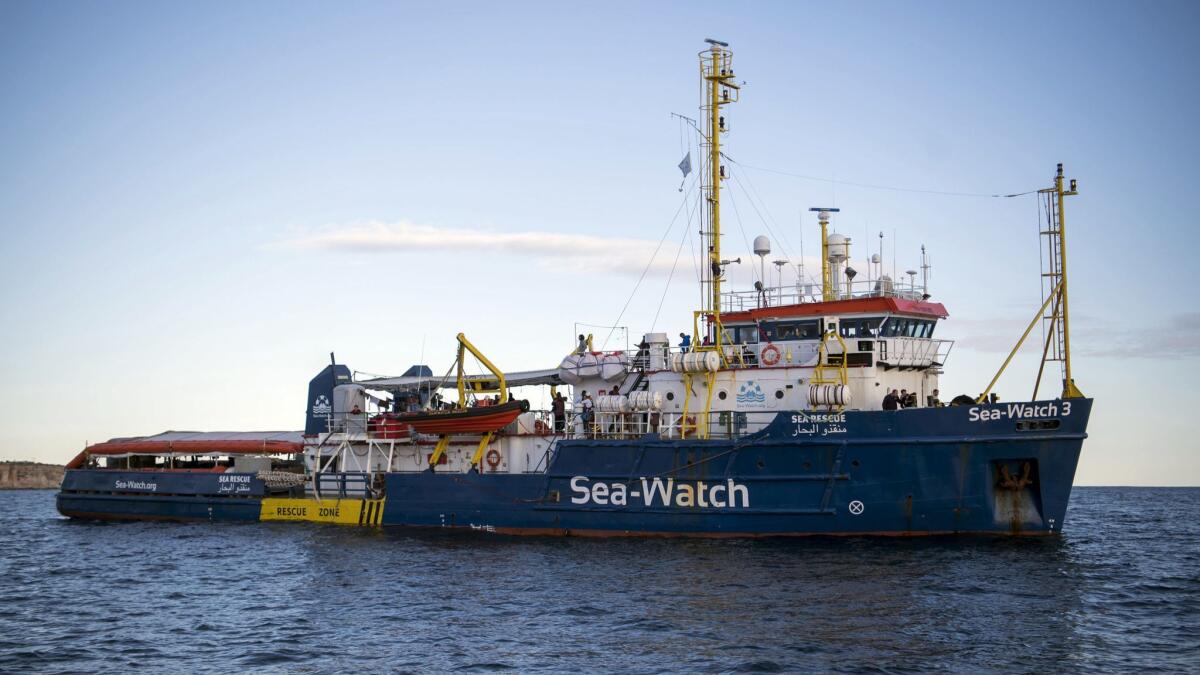 The Sea-Watch rescue ship off the coast of Malta. In a separate operation, the German rescue group said it saved 47 people from a rubber boat off the coast of Libya.