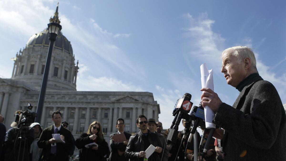 Retired California jurist William Newsom, seen at a news conference in San Francisco in 2011, was an avid environmentalist.