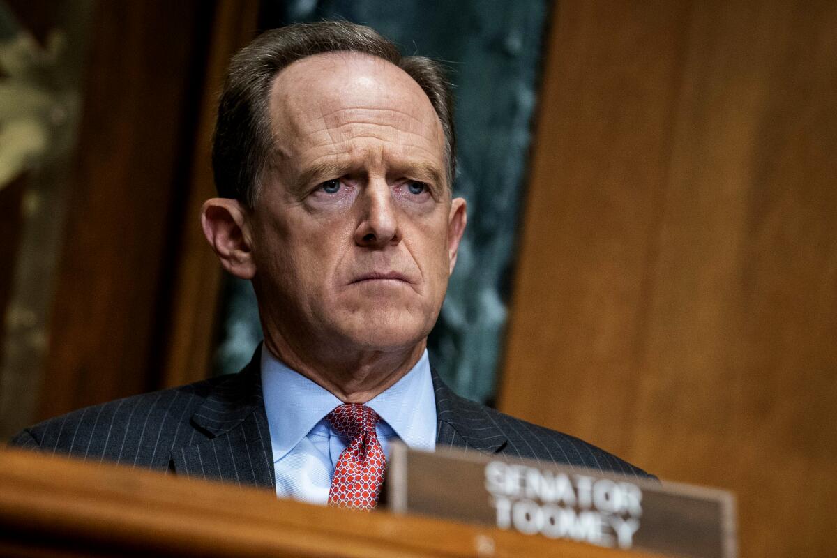 Sen. Patrick J. Toomey listens intently at a hearing