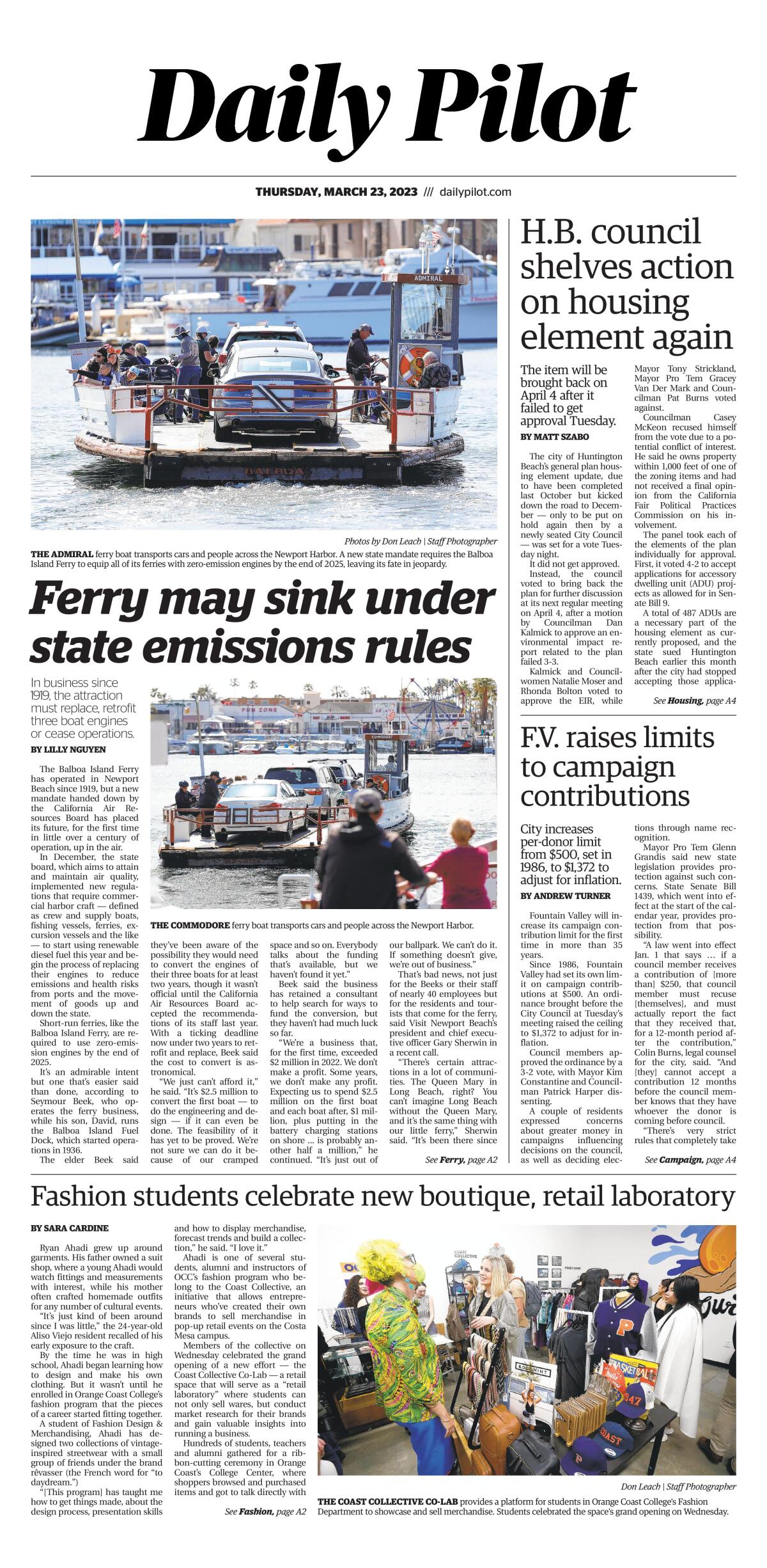 March 23, 2023 Daily Pilot cover