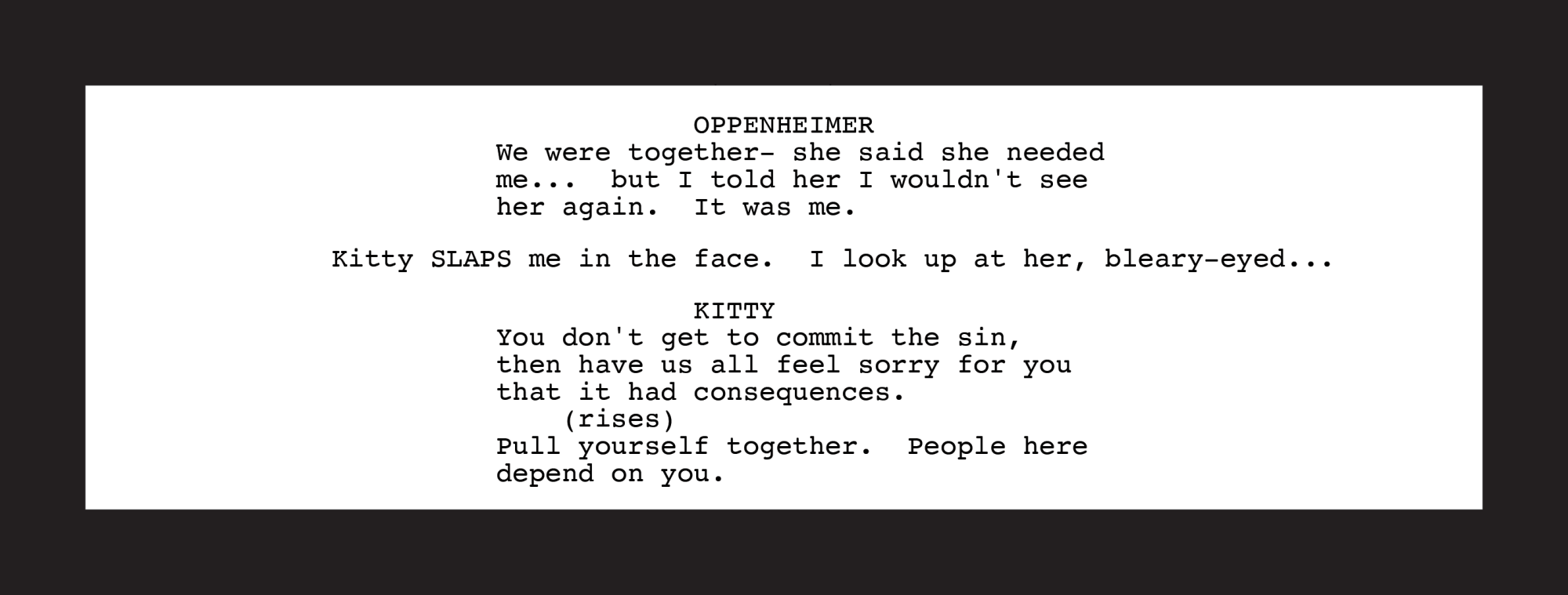 Oppenheimer Script of scene Jean's Death