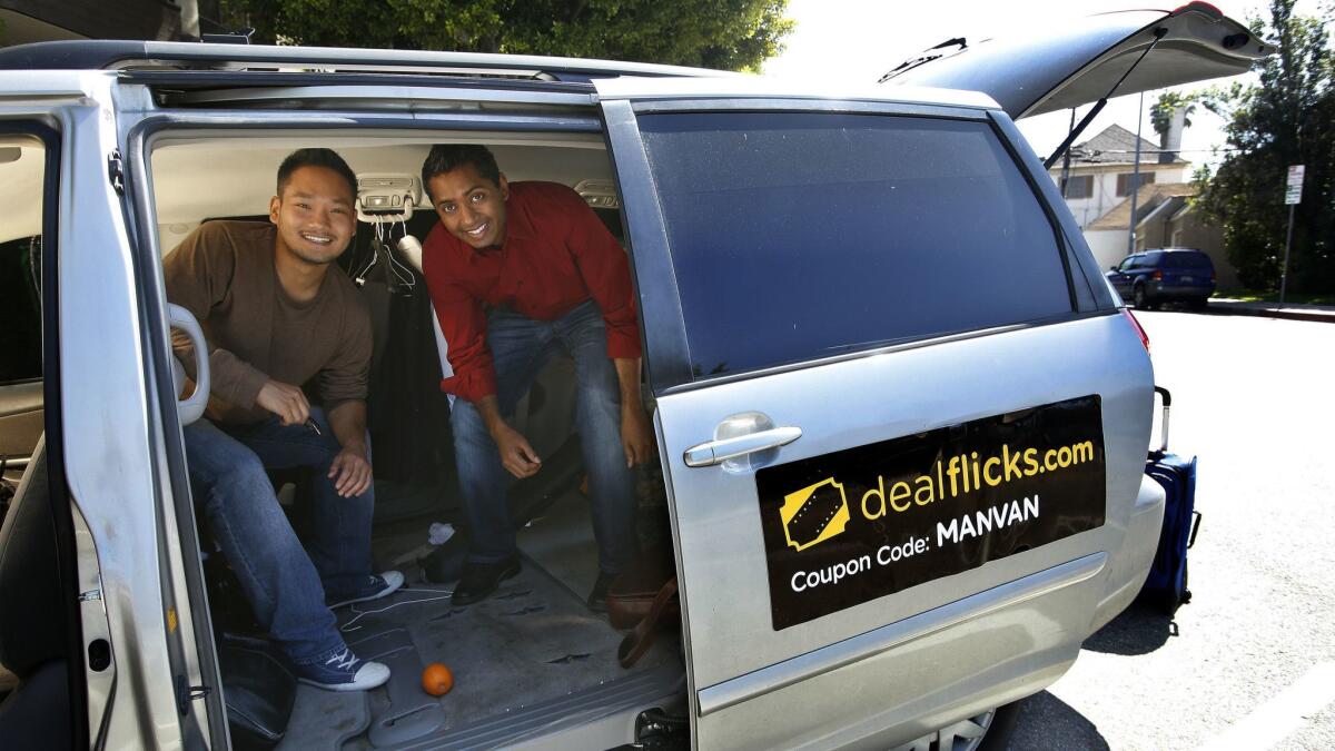 Dealflicks co-founders Kevin Hong, left, and Sean Wycliffe, in 2014.