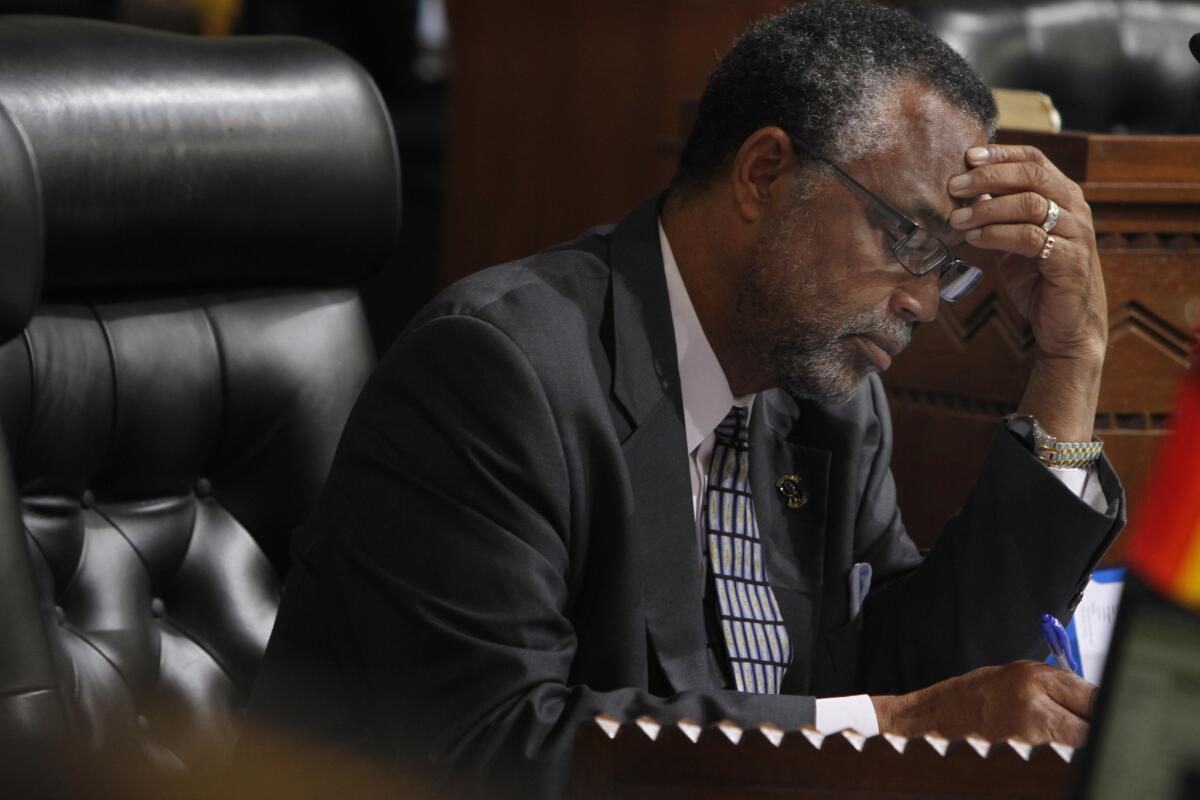 Los Angeles City Councilman Curren Price during a City Council meeting at Los Angeles City Hall on February 18, 2014.