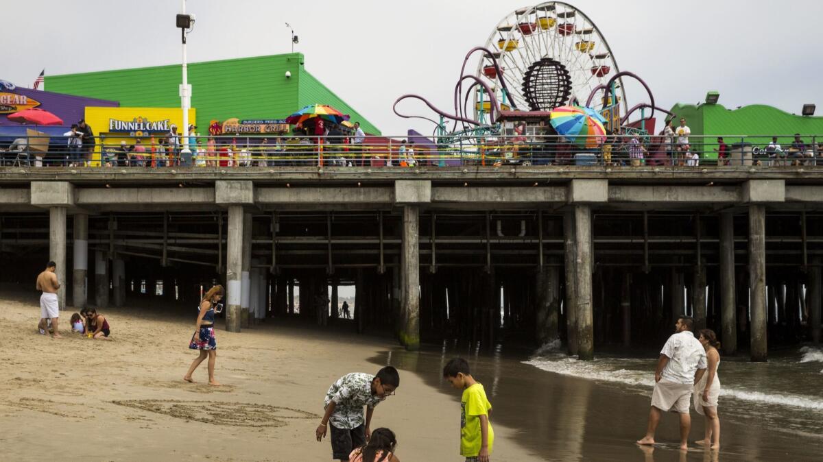 A man's body was discovered Thursday below the Santa Monica Pier, pictured in 2015.