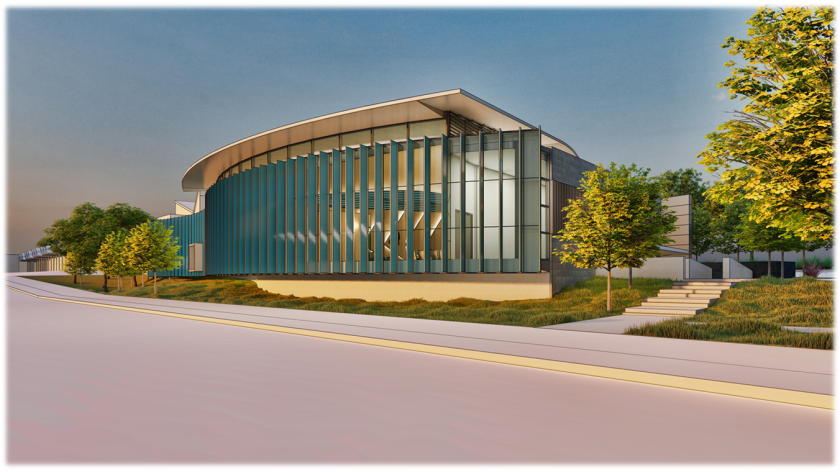 A concept drawing for the exterior of the planned Newport Beach Library Lecture Hall project.