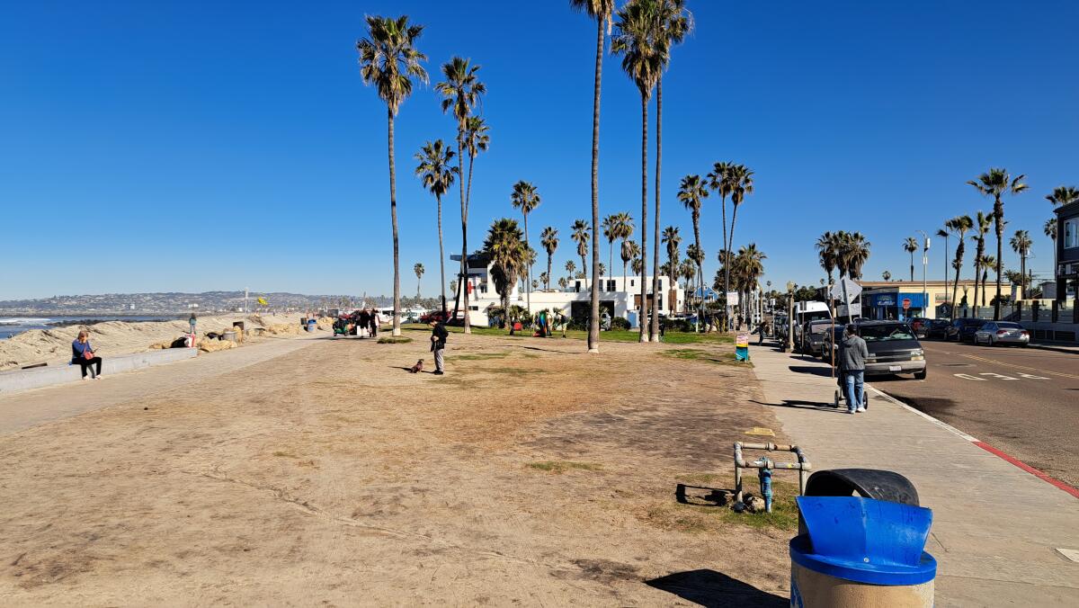 Veterans Plaza in Ocean Beach is empty of vendors the morning of Feb. 1.