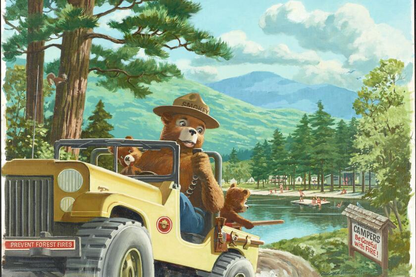 A 1980 painting of Smokey Bear by Rudy Wendelin, titled, "Ten-Four, Green and Clear."