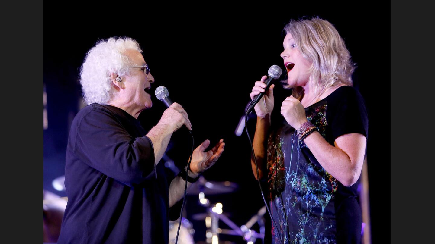 The Jefferson Starship band's co-founder David Freiberg and lead singer Cathy Richardson, perform at the Starlight Bowl in Burbank on Saturday, July 29, 2017. The band includes co-founder David Freiberg, lead guitarist Jude Gold, Chris Smith on the synthesizer, lead singer Cathy Richardson, and Donny Baldwin on drums.