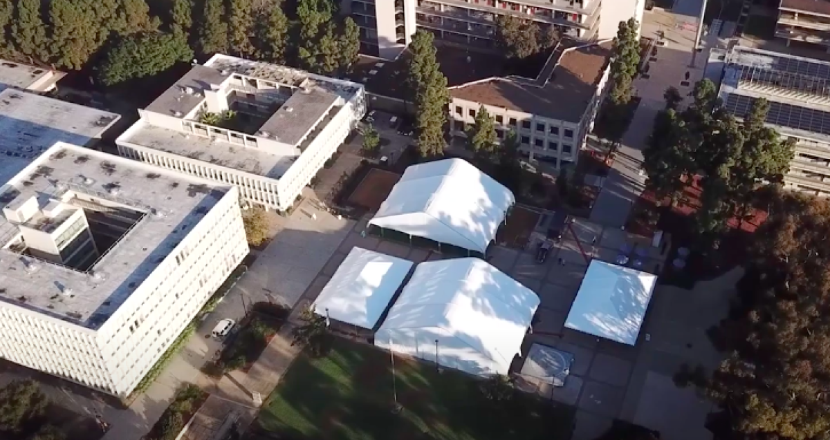UCSD has built four tent-like structures for classes and study.