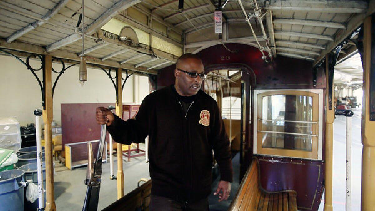 Trini Whittaker, veteran conductor and grip operator on San Francisco's California Street cable-car line, sometimes welcomes passengers this way: "OK, the black guy doesn't die early in this movie. So you're all safe." In other words, Whittaker, 46, understands that cable-car travel is theater.