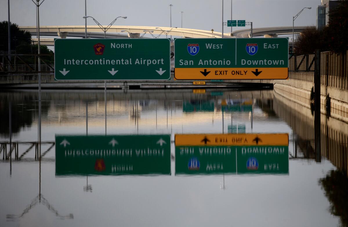 Many roads and Interstates in Texas remain flooded, including this one in west Houston.