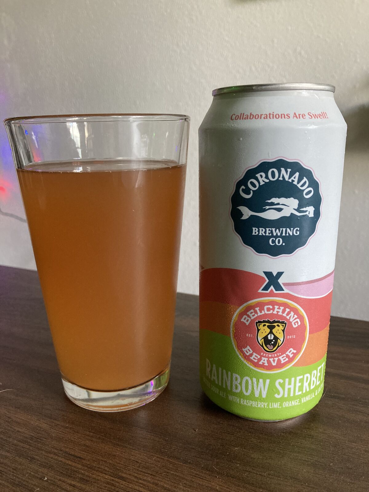 Rainbow Sherbet, a Kettle Style Sour from Coronado Brewing Co. and Belching Beaver Brewery.