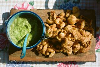 Blended Guacamole with chicharrones. ASADA cookbook author Bricia Lopez at Debs Park.